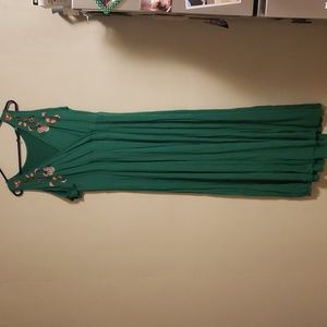 Torrid Green Maxi Dress with Floral Embroidery